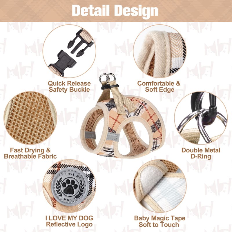 BEAUTYZOO Small Dog Harness and Leash Set,Step in No Choke