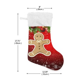Caikeny Gingerbread Christmas Stockings Snowflake Christmas Tree Christmas Presonalized Large Stocking Sock Set of 1 Xmas Party Winter Decor Candy Bag Family Holiday Gift 18 in