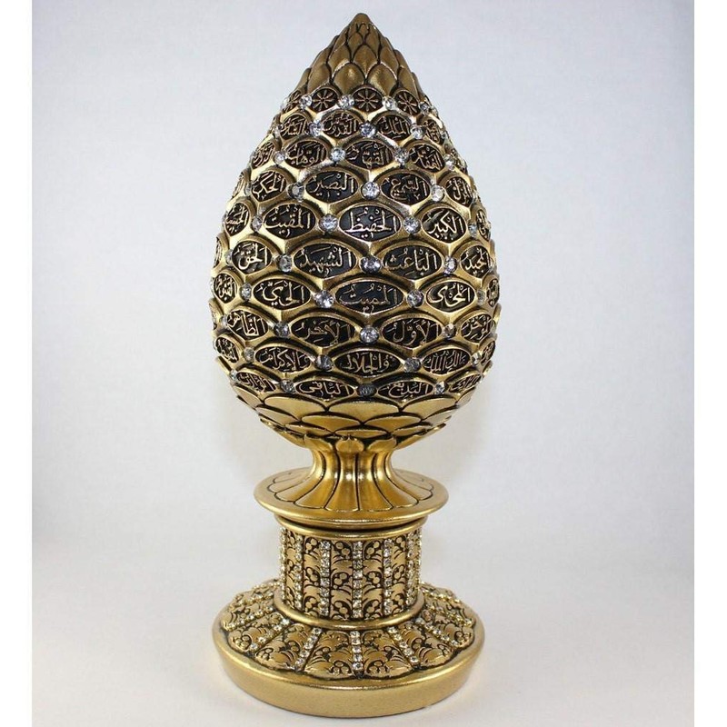 Islamic Table Decor Gold Egg Sculpture Figure Arabic 99 Names