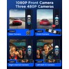 NHOPEEW 4 Channel Front and Rear Dash Cam for Cars