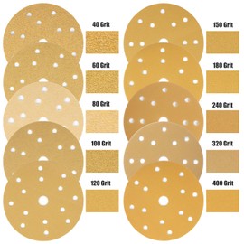 150mm Sanding Discs, 6inch 15-Hole Hook and Loop Sandpaper for 150mm Random Orbital Sander (60 Grits)