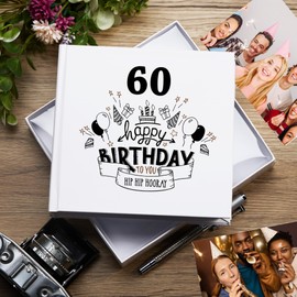 Happy 60th Birthday Photo Album, White Gift Box, Holds 50 Photos 15 x 10 cm