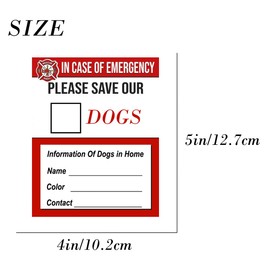 Pet Alert Sticker in Case of Emergency Pets Rescue Sticker Vinyl Decal Dogs Cats for Home House Window Pet Door 4Pack (Dogs)