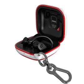 Compatible Powerbeats Pro Case Cover, Full Protective Shockproof Anti-Slip Silicone Case for Beats Powerbeats Pro (White Edge+Red)