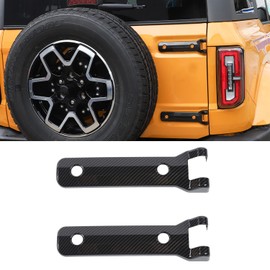 Jeliker for Bronco Rear Back Door Tailgate Hinge Trim Cover Bezel for Ford Bronco 2021 2022 Up Carbon Fiber Exterior Accessories 2pcs (NOT for Sport)