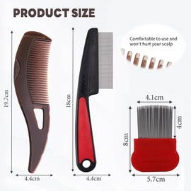 TELAIN 3 Piece Scalp Care Combs Hollow Teeth for Dandruff Removal & Massage Brush for Healthy Scalp, Removal of Dirt and Dandruff, Brown & Red (Set of 3)