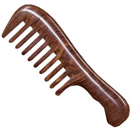 Wooden Wide Tooth Comb for Women Men Kids, Anti-static Detangling Hair Comb for Curly Fine Straight Wet Dry Hair, Natural Sandalwood Styling Comb