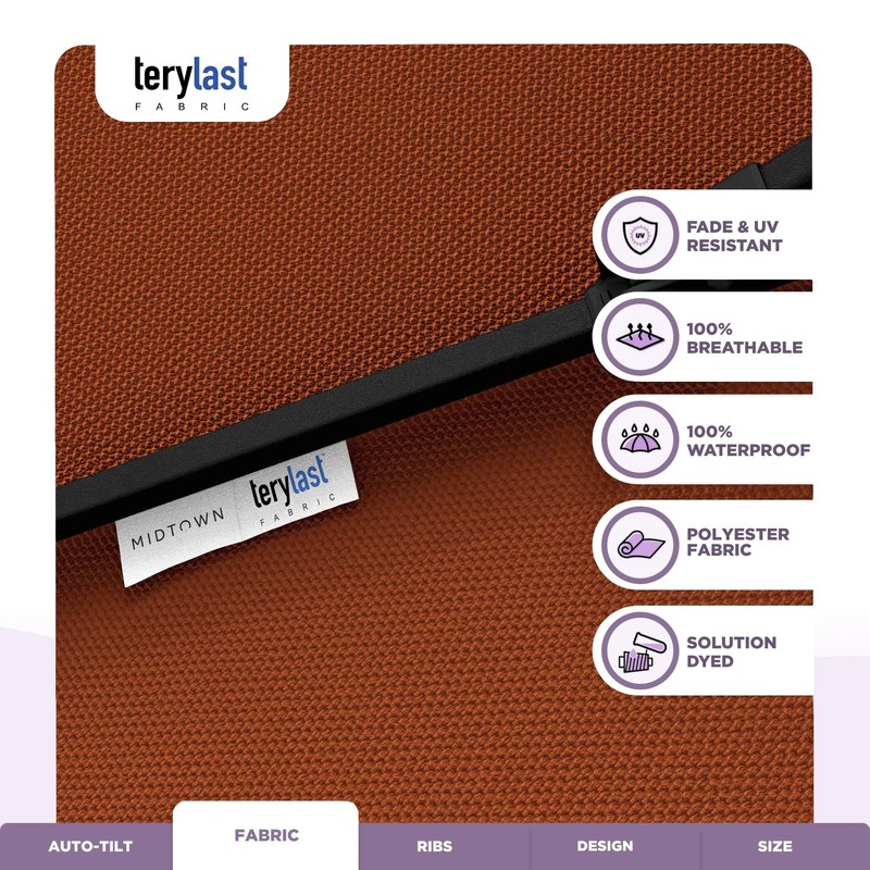 Midtown Umbrellas 10-Year-No-Fade - 9 Ft - UV Proof Dark