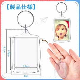 Samcos Key Holder, Photo Insert, Photo Insert Key Holder, Set of 30, Rectangle, Cut Template, Transparent Acrylic, Handmade, Parts, Handmade, DIY Craft, Decoration, Photo Key Holder, clear