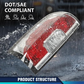 PIT66 Tail Lights w/Bulbs Compatible with GMC Canyon 2017 2018 2019 2020 2021 2022 Driver and Passenger Side Red/Clear Lens