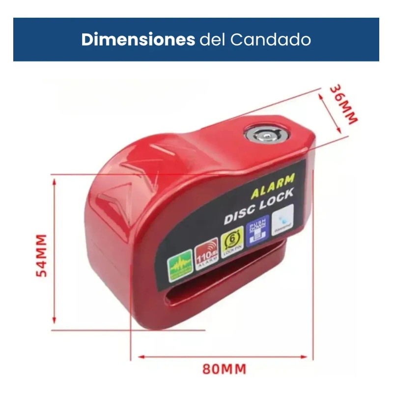*Candado de Disco Freno Para Moto Antirrobo Con Alarma 110dB