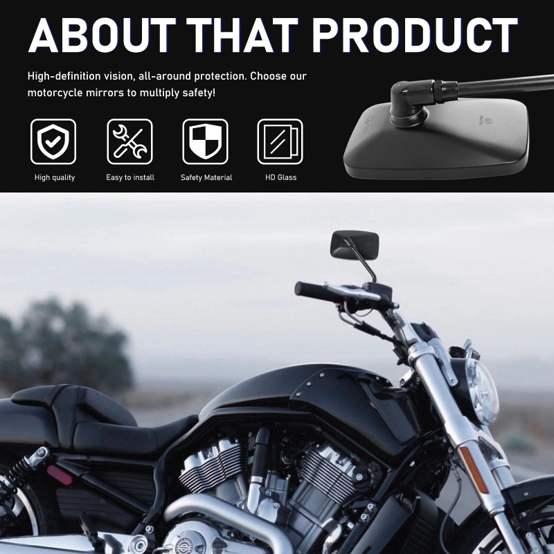 Dreamizer 10mm Motorcycle Rectangle Rearview Mirrors For Honda Magna 250