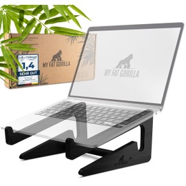 My Fat Gorilla Bamboo Laptop Stand, Ergonomic Universal Holder for Notebook Riser, Compatible with 10-15 Inch, Laptop Holder Desk, Vertical Laptop Stand (Bamboo Black)