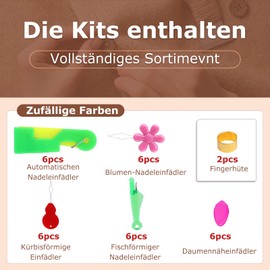 MASPHY Needle Threader for Hand Sewing, 33 Pieces Needle Threader Kit, Sewing Needles Threader with Storage Box, Flower Shape Needle Threader/Automatic Needle Threader/Fish Shape Simple Threader etc