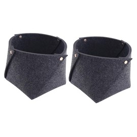 MAGICLULU 2pcs Felt Storage Basket for Desk and Home Organization Night Grey Desktop Caddy for Stationery Pens Makeup and More Stylish and Functional Storage for Living Rooms and Closets