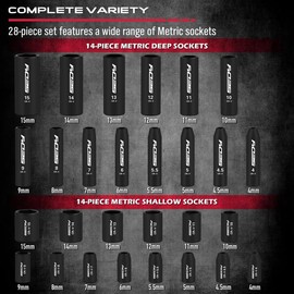 73-piece Hex Torx Bit Impact Socket-Set, with Ratchet Handle, Adapters, Impact Universal Joint, and Extension Bars, Metric and SAE Organized Storage