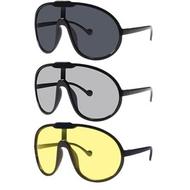 Dollger Oversized One Piece Sunglasses For Women Fashion Men Wrap Around UV400 Shield Goggles 3 Packs