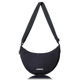 Umbro Crescent Shaped Mini Shoulder Bag, Soft, Lightweight, Nylon, Sonny Logo Embroidered Shoulder Bag, Black