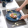 Loymokinar Modern Porcelain 16 Piece White and Gold Dinnerware Set,