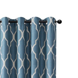 jinchan Moroccan Printed Curtains for Bedroom Living Room Linen Textured Thermal Insulated Curtains Grommet Window Drapes 95 inch 2 Panels Blue