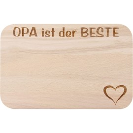 Fabrikstores Breakfast Board with Engraving "Opa ist der Beste" as a Gift - Beech Wood - Rounded Corners - Gift Idea Ideal for Father's Day or Other Occasions - Good Quality