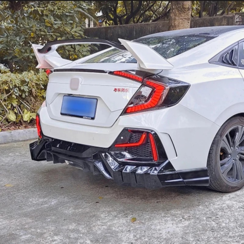 For 2017-2021 Honda Civic FK4 FK7 MU Style Rear Bumper
