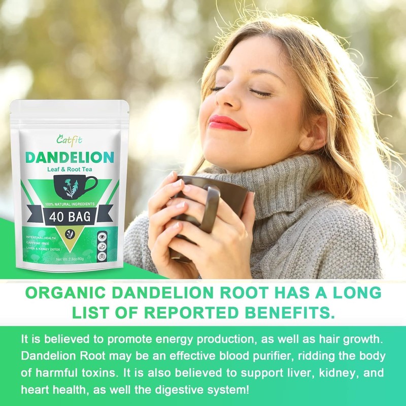 Organic Dandelion Root Herbal Tea, Premium Dandelion Root Leaf with