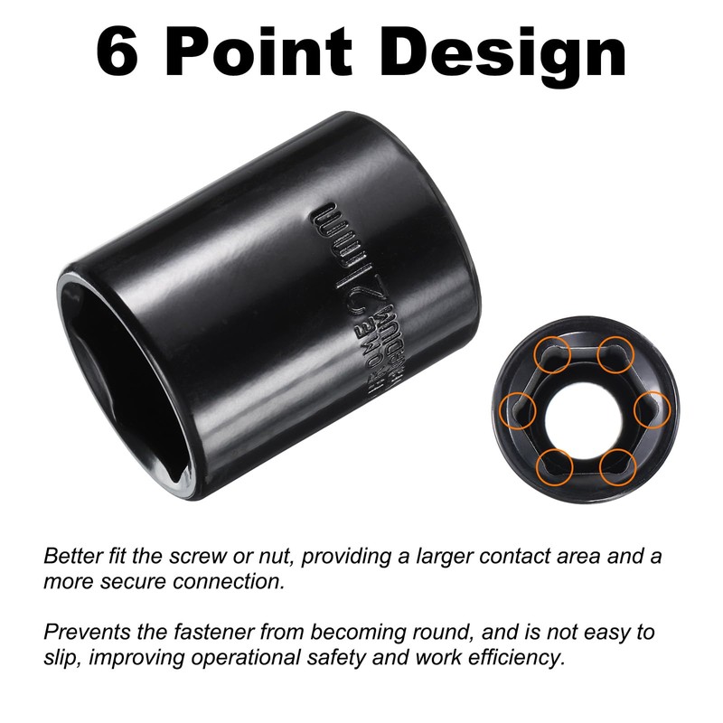sourcing map 1/2" Drive 6 Point Pneumatic Socket 21mm Metric