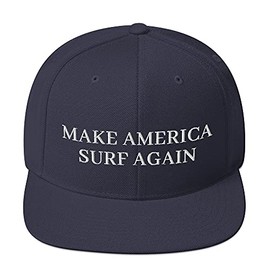Make America Surf Again Cap (Embroidered Snapback Hat) Funny Parody Trump Navy