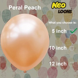 Neo LOONS 100 pcs 5" Pearl Peach Premium Latex Balloons Great for Kids, Adult Birthdays, Weddings, Receptions, Baby Showers, Water Fights, or Any Celebration