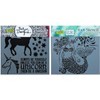 2 Mixed Media Stencils Set | Unicorn, Mermaid Theme | For Card Making, Journaling, Scrapbooking, Arts | 6 Inch x 6 Inch Templates