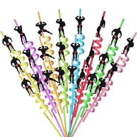 24pcs Reusable Bachelorette Party Straws，Bachelorette Party Favors,Male Dancer Birthday Party Gift Decorations Suitable Bridal Shower Party Supplies Bodybuilding Decoration With 2 Clean Brush 8 color