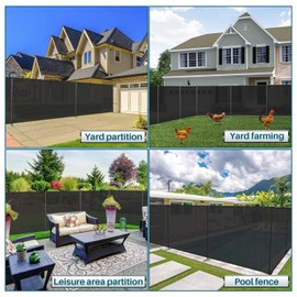 Coarbor 5'Hx2'W Iron Poles Privacy Fence Metal Fence Covering Privacy Fence Screen with Zipties and Base Anchor for Outside Garden Backyard Dog Kennel Chicken Pool, Black