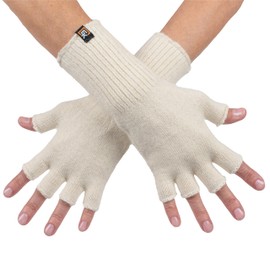 Evolution Knitwear Alpaca Knit Fingerless Gloves - Super Soft Baby Alpaca - Made in the USA - Small - Natural