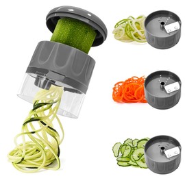 SUREWIN Vegetable Spiralizer 3 in 1 Spiralizer for Veggie Noodles Adjustable Zucchini Noodle Maker Vegetable Chopper for Cucumber, Zucchini, Carrot- Dark Grey