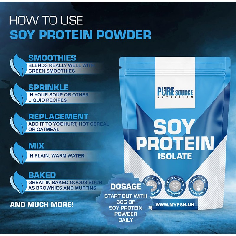 Pure Source Nutrition Soy Protein Isolate Powder (90% Protein) 750g