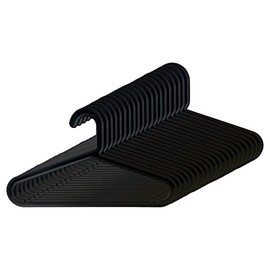 AMOS 25 Pack Black Plastic Clothes Hangers Adult Size Garment, Coat, Hanger Dress, Skirt Hangers with Suit Trouser Bar & Lips