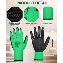 Nuogo 24 Pairs Gardening Gloves for Men Women Rubber Coated Work Gloves Garden Gloves Safety Work Gloves Construction Gloves (Green)