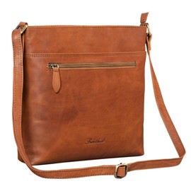 Benthill Women's Leather Shoulder Bag - Genuine Cowhide Leather - Handbag with Zip - Shoulder Bag / Leather Bag - Vintage Shopper, Colour: Brown