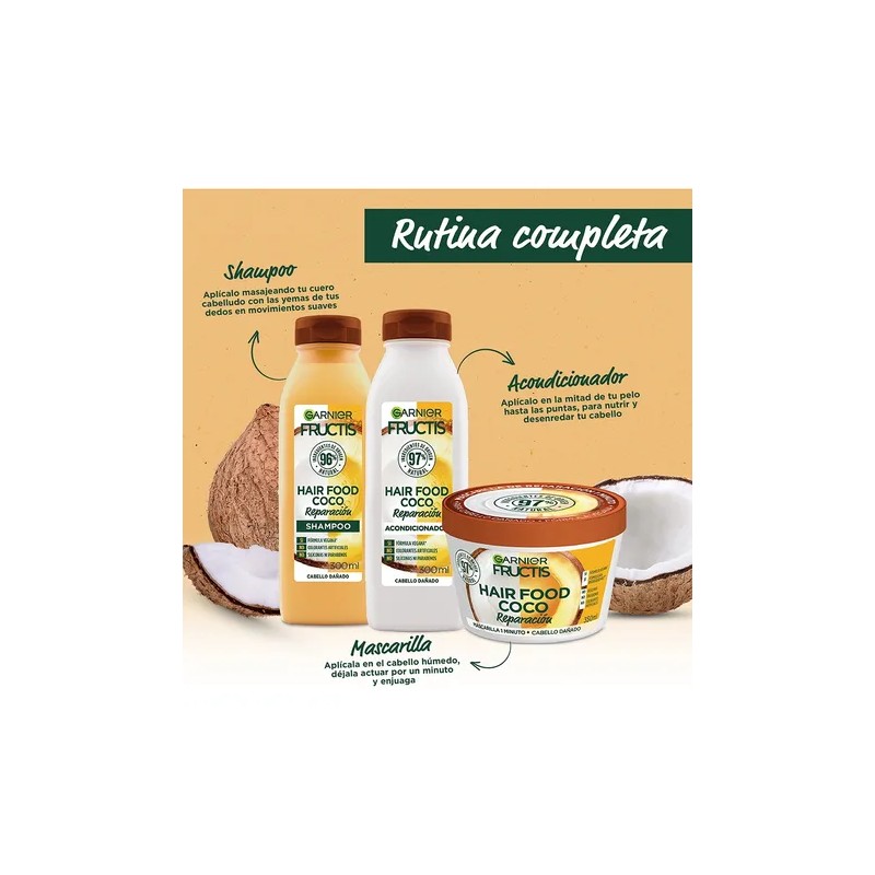 Kit Garnier Fructis Hair Food Coco Rutina Completa Pelo Dañado
