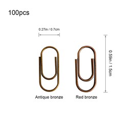 100PCS Vintage Mini Paper Clips Document Clips Binder Paper Clip Cubicle Paper Clips (2 Bronze Colors)