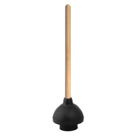 Superio Heavy Duty Plunger with 21 Inch Wooden Handle, Black Rubber - Classic Toilet Plunger, Heavy Duty, Double Thrust Force Cup, Rubber Toilet Plunger, Black Plunger