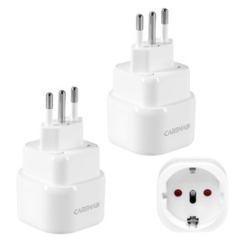 2 Pack Travel Adapter Italy - L Type European Plug to IT Socket Adapter for Uruguay, Chile, Ethiopia, Italy, Libya, Syria, Tunisia