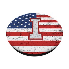 Letter I American USA Flag monogram, initial I phone stand