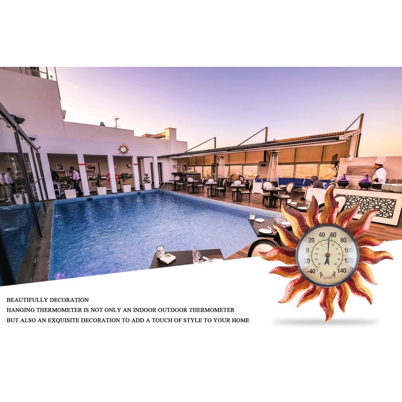 MUMTOP 13.7" Indoor Outdoor Thermometer, Large Number Wall Mounted Sun