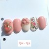 Ribbon Flower Bear Handmade Nail Tip - Coffin Egg /