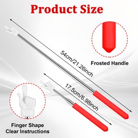 YUXIANLB 3PCS Teacher Pointer Stick, Retractable Finger Pointers for Kids Reading, Multipurpose Classroom Presentation Talking Stick, Extendable Little Hand Pointer Finger for School Teaching (Red)
