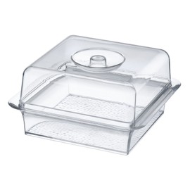 Clear Premium Acrylic Square Serving Tray with Lid (7.5" x 7.5" x 3.88", Pack of 6) - Perfect for Parties, Events, & Dining