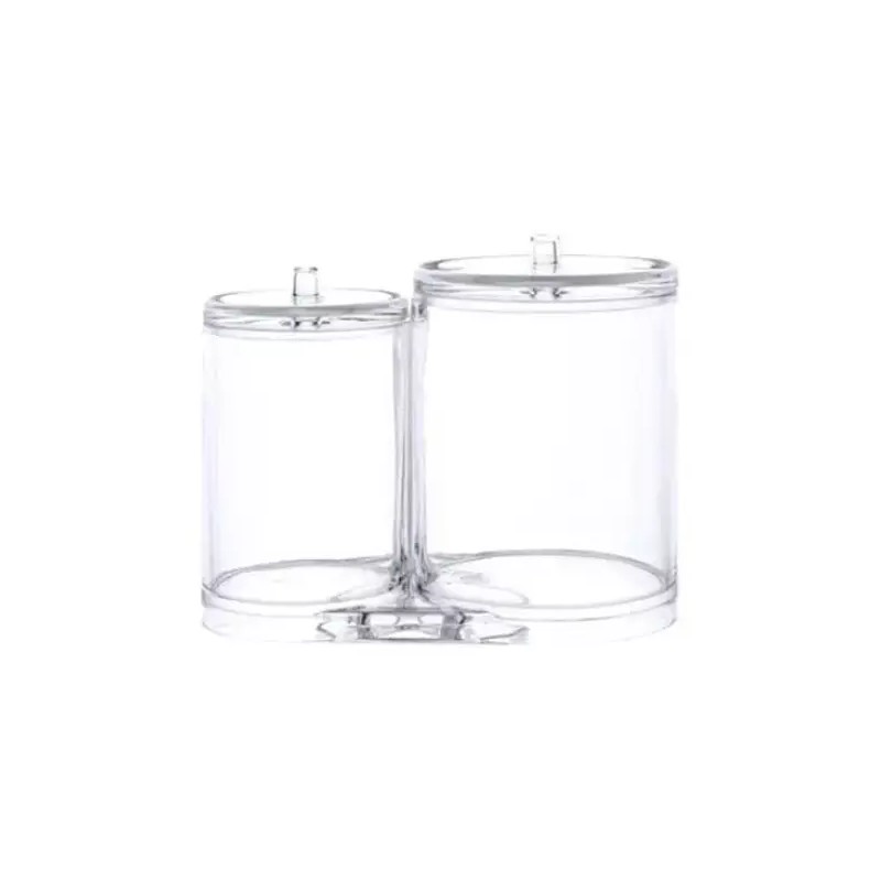 Gitabrande COSMETIC 투명 아크릴 원형 2구 화장솜 면봉 화장품 정리함