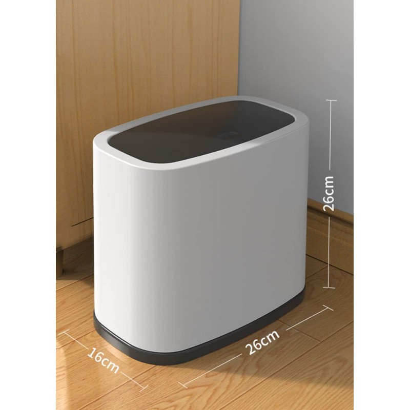 CMLLING 12 Liter Rectangular Plastic Trash Can Wastebasket, Slim Wastebasket